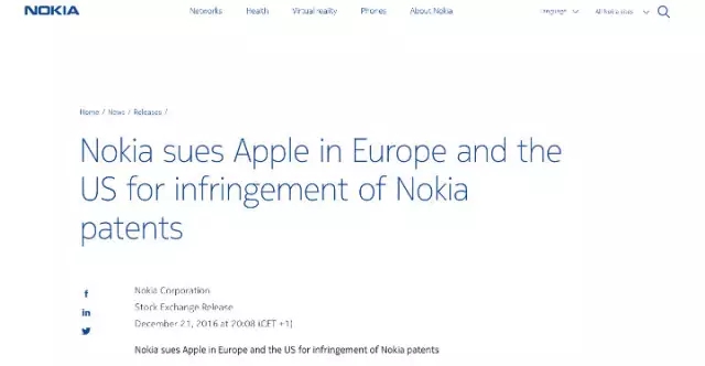 【专利大战】诺基亚状告苹果32项侵权 或掀新一轮“专利大战”
