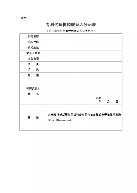 中华全国专利代理人协会：3月3日前需提交专利代理机构联系人信息!