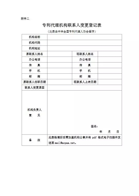 中华全国专利代理人协会：3月3日前需提交专利代理机构联系人信息!