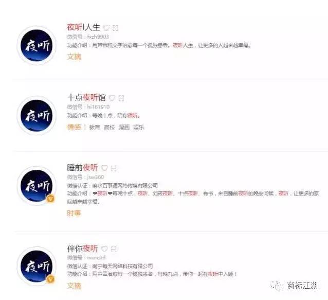 从“夜听”被模仿看公众号的商标保护……