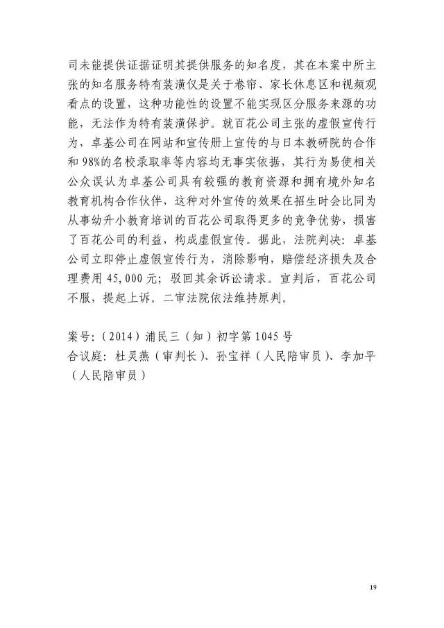 上海浦东新区人民法院知识产权司法保护十佳案例（2016）