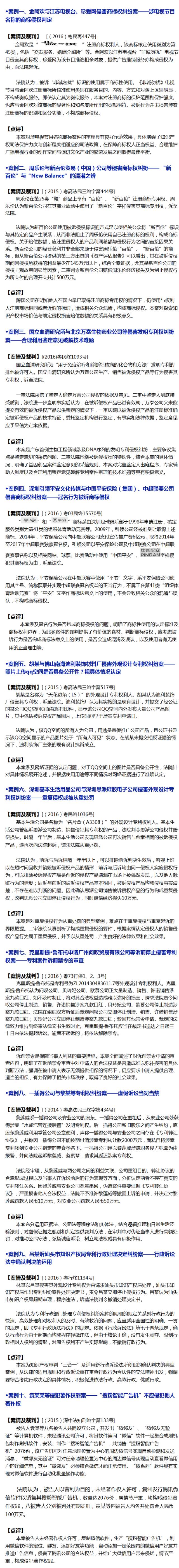 【广东】2016年度知识产权审判十大案例