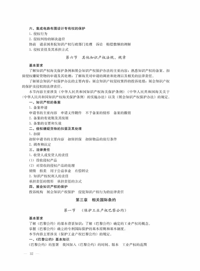 全国专利代理人资格考试大纲（2017）