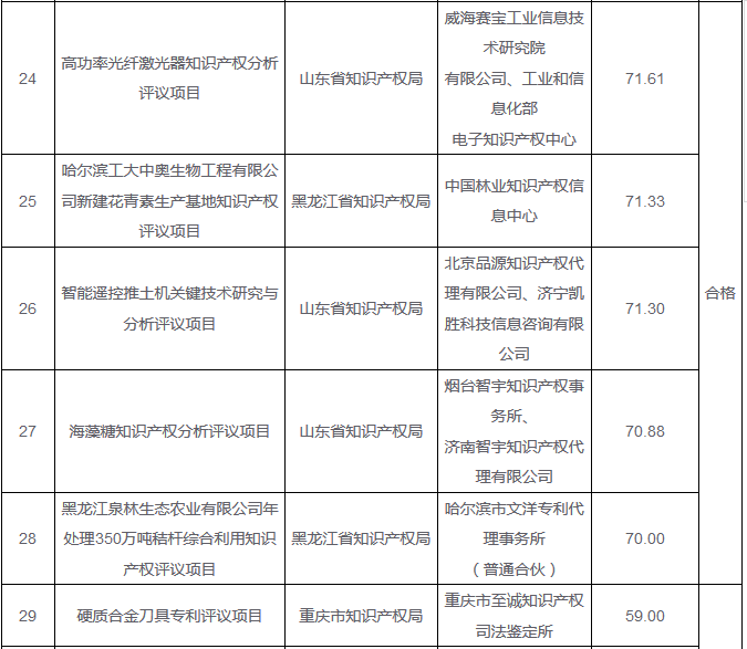 「2016年重大经济科技活动知识产权评议工作」验收结果公布