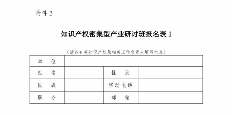 国知局：「知识产权密集型产业研讨班」举办通知