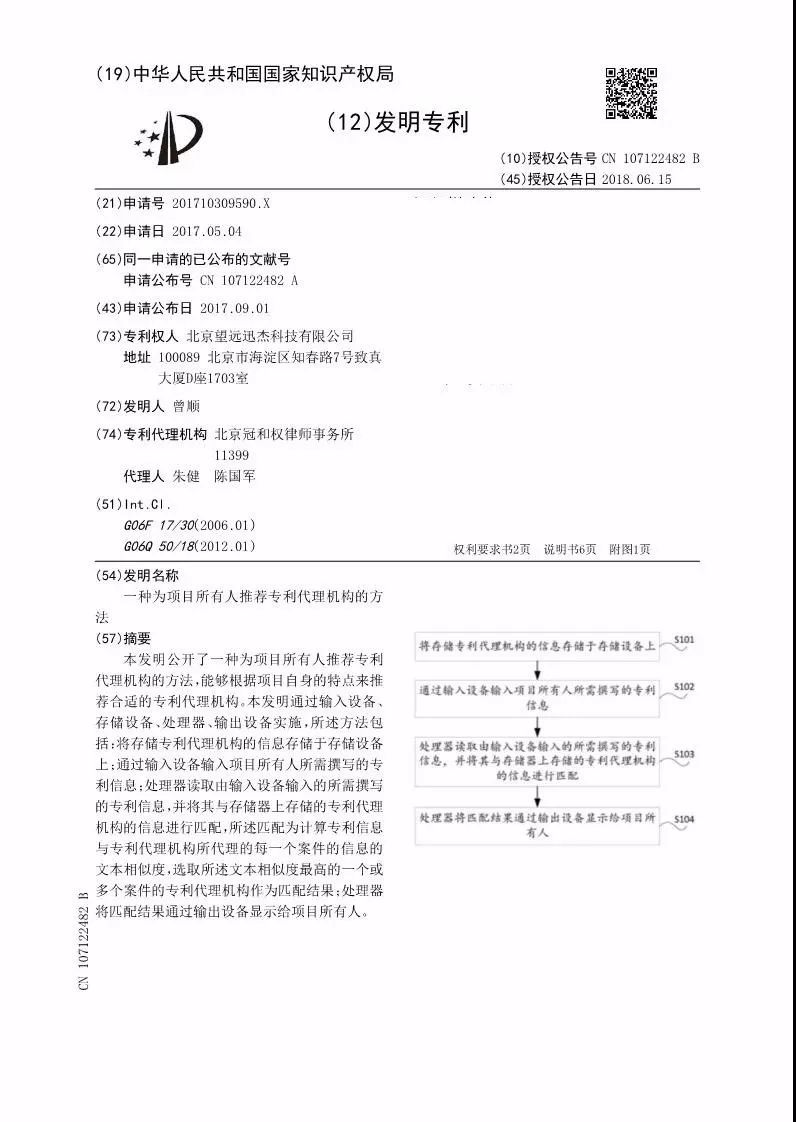 厉害了！一种「推荐专利代理机构」的方法专利！