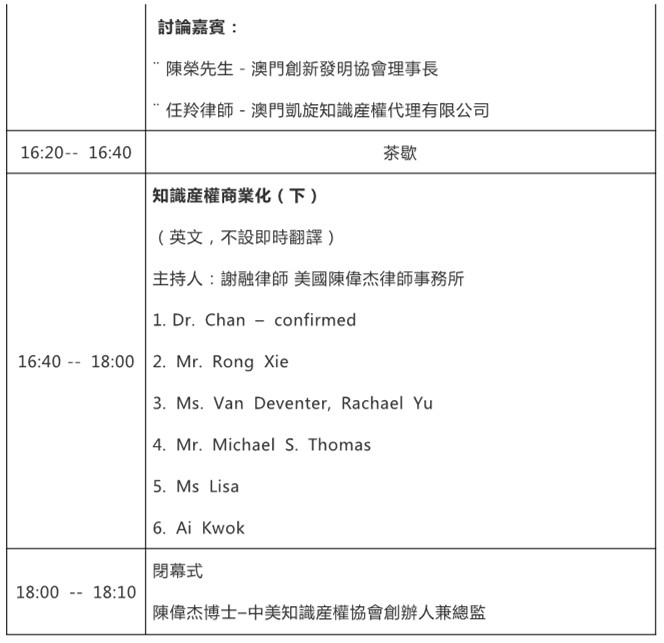 澳门国际知识产权研讨会2018--知识产权商业化