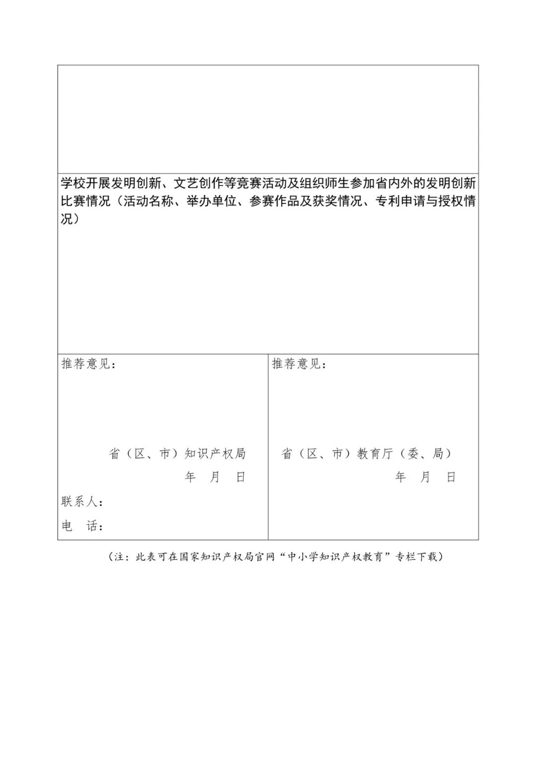 首批全国中小学知识产权教育示范学校评定工作通知（全文）