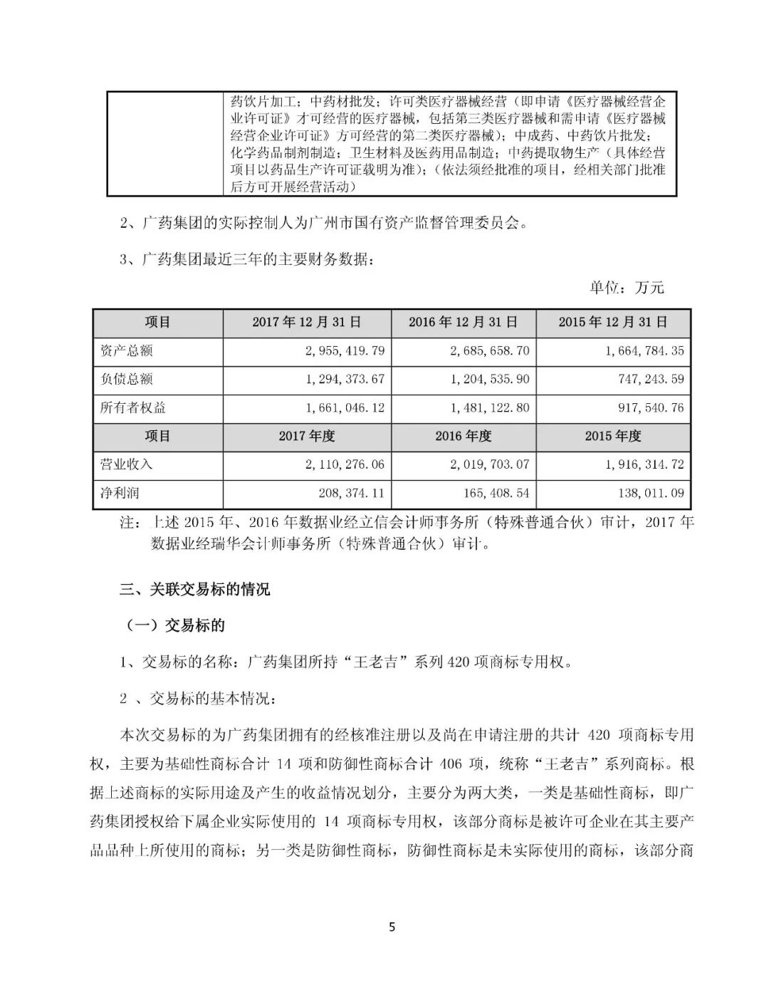 白云山拟13.89亿元收购“王老吉”系列商标（附：公告全文）