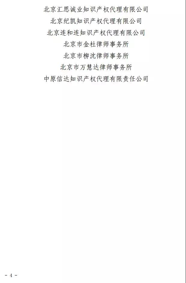 2017-2018年度北京市优秀专利机构和优秀专利代理人评选结果公示（附名单）