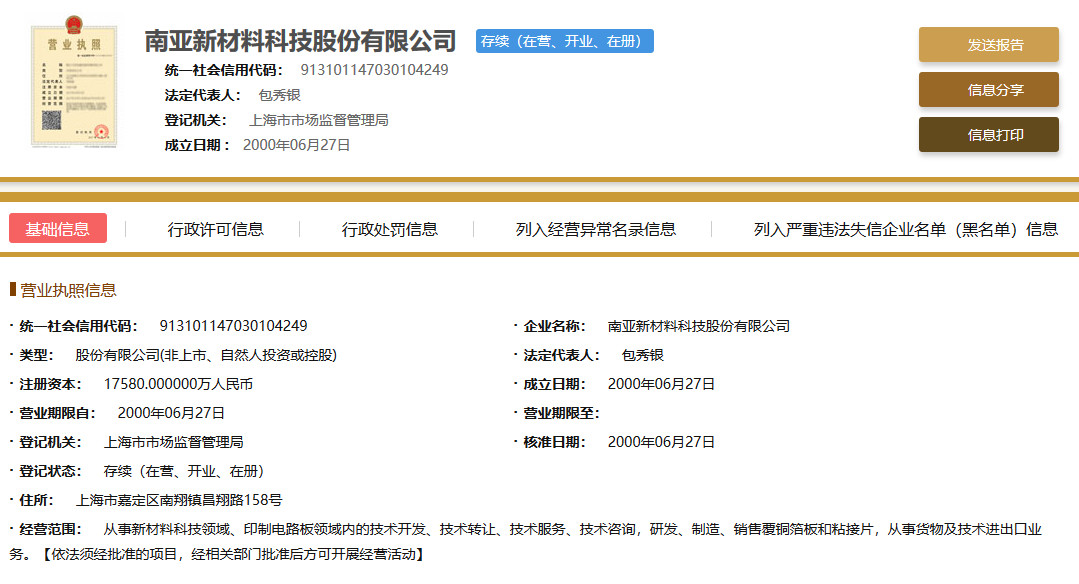 南亚新材IPO遇拦路虎! “南亚”商标早已被注册,商号或不能使用 南亚新材IPO遇拦路虎! “南亚”商标早已被注册,商号或不能使用