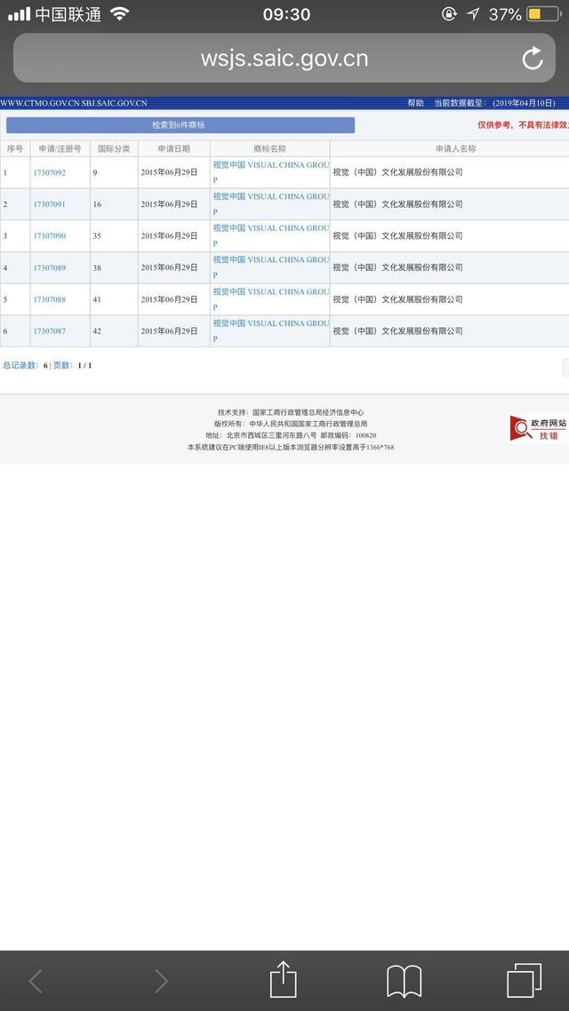 “视觉中国”商标注册未获通过 曾在摄影、广告等类别提出申请 “视觉中国”商标注册未获通过 曾在摄影、广告等类别提出申请