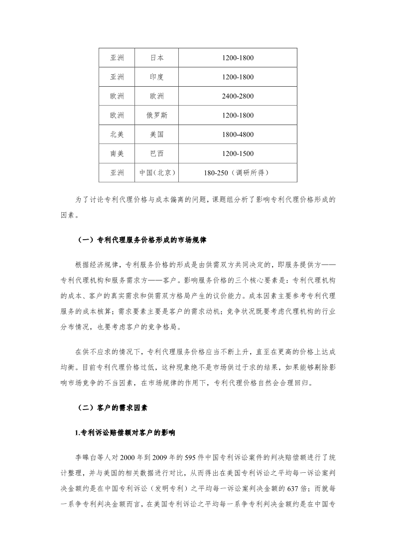 2019年北京专利代理服务成本公布（全文）