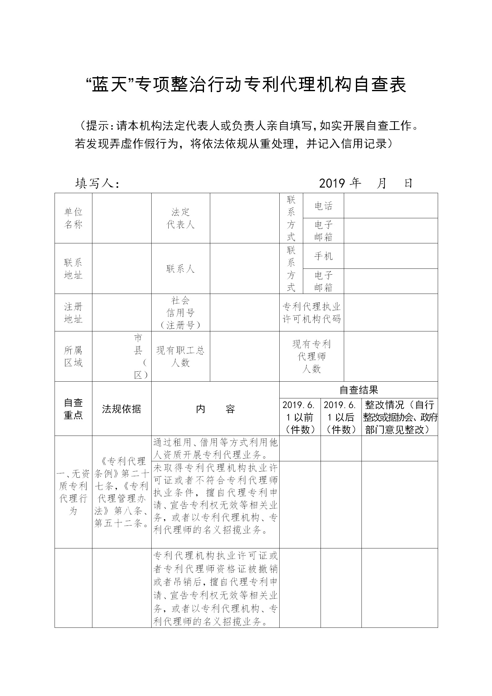 江苏专利代理人协会为“蓝天”专项整治行动，开展自查自纠工作