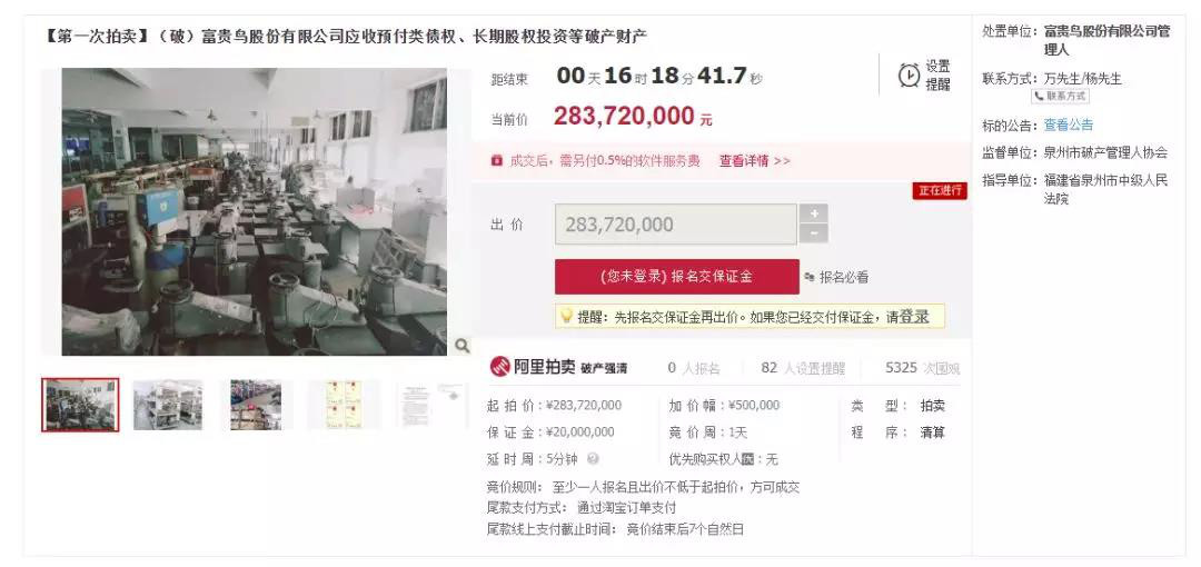 8214万元！昔日“鞋王”富贵鸟破产，商标专利遭二次八折拍卖