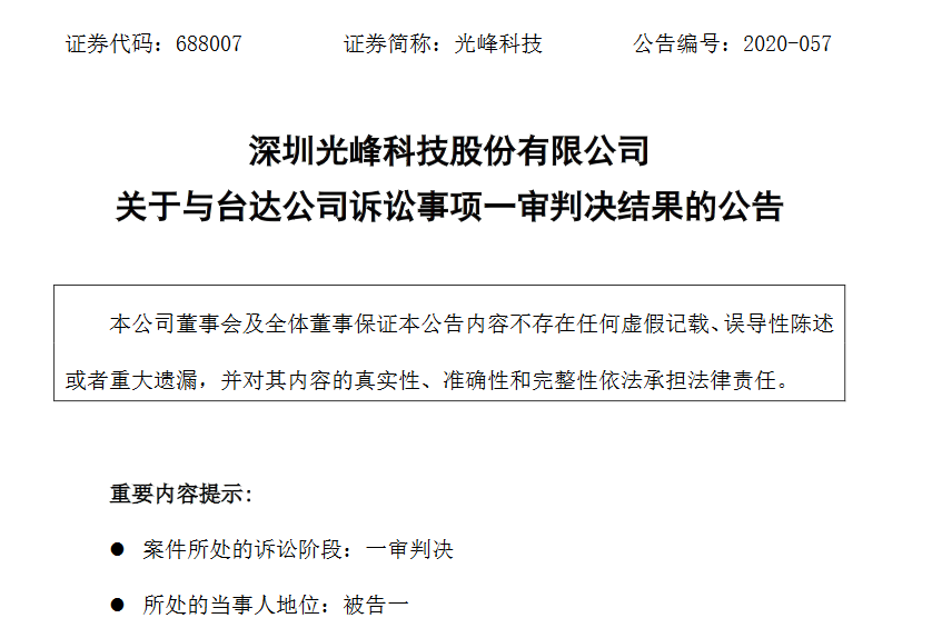 光峰科技被判不侵权！驳回台达公司的全部诉讼请求