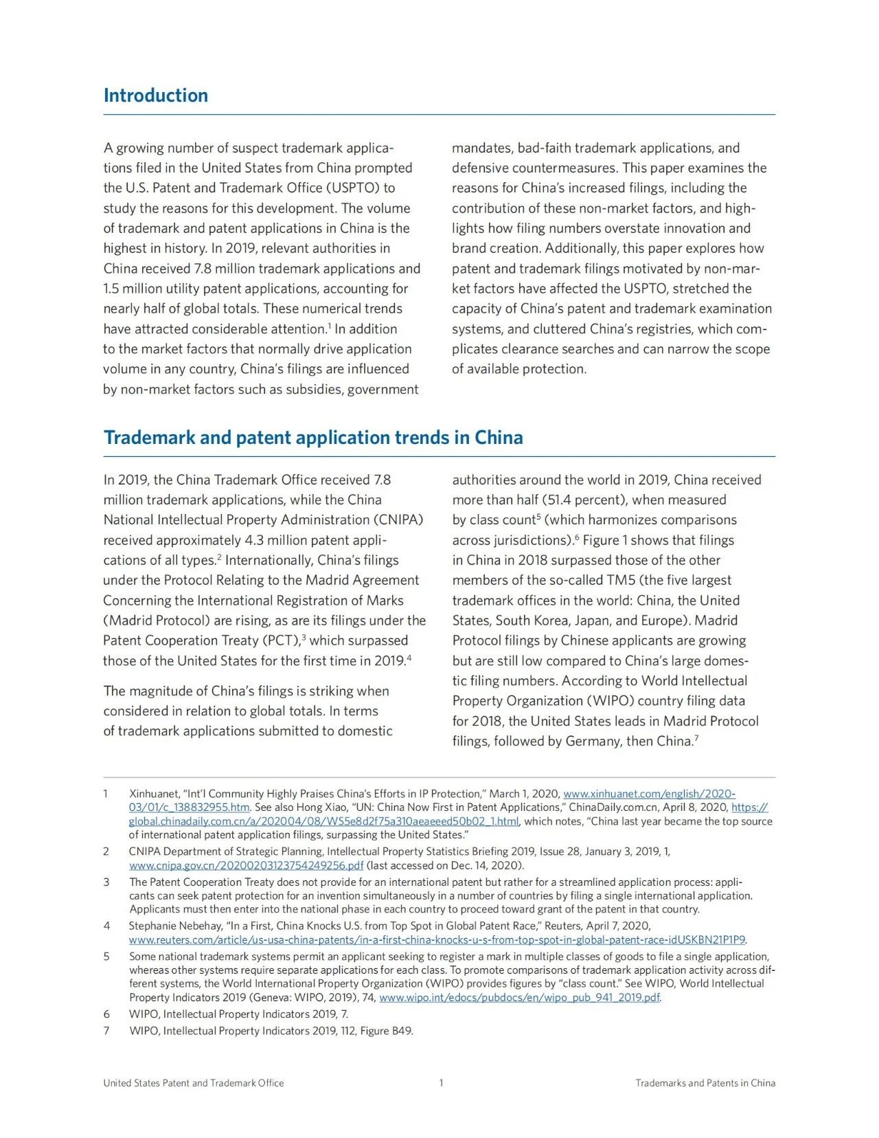 美国专利商标局（USPTO）发布针对我国专利和商标申请增长因素的调查报告
