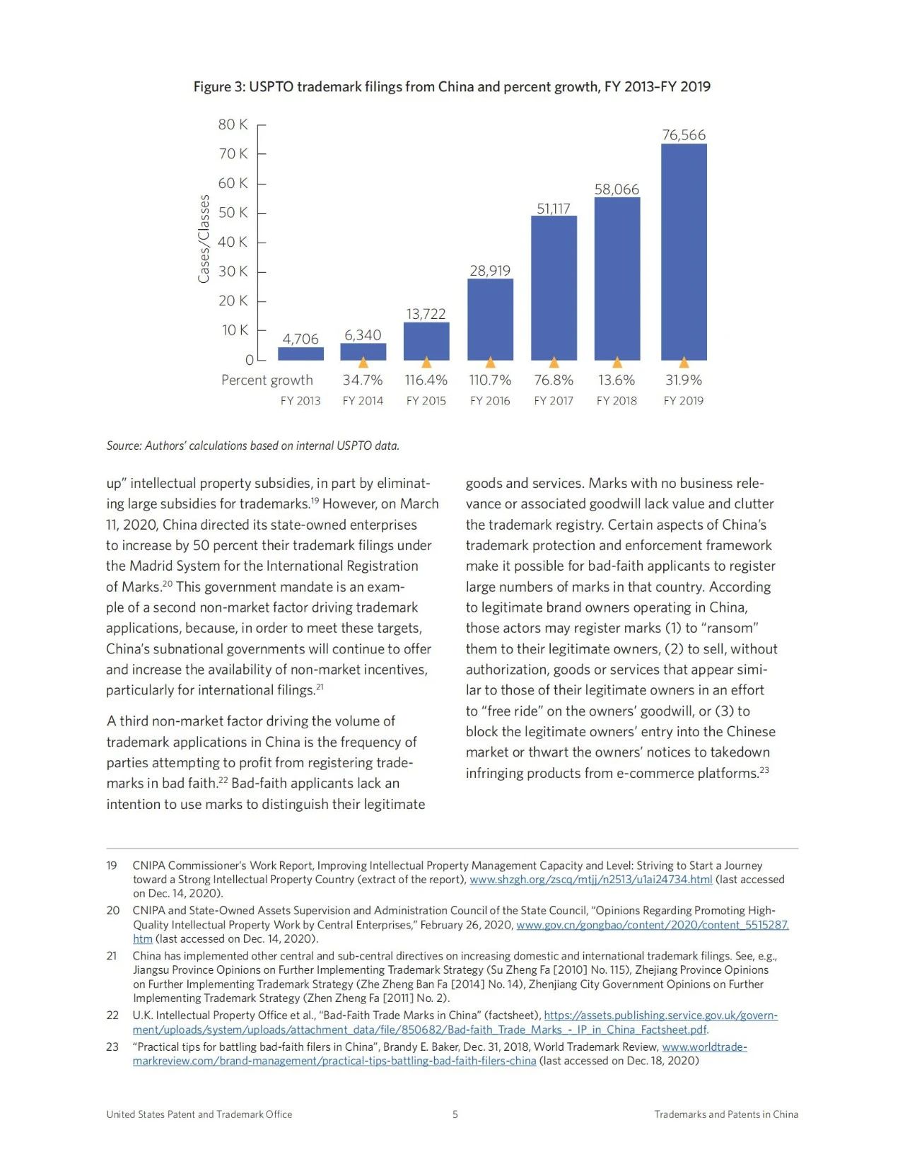 美国专利商标局（USPTO）发布针对我国专利和商标申请增长因素的调查报告