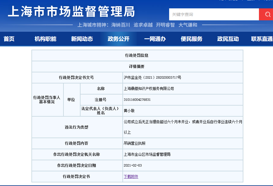 因6个月未开业/停业，这两家知识产权服务机构被吊销执照！