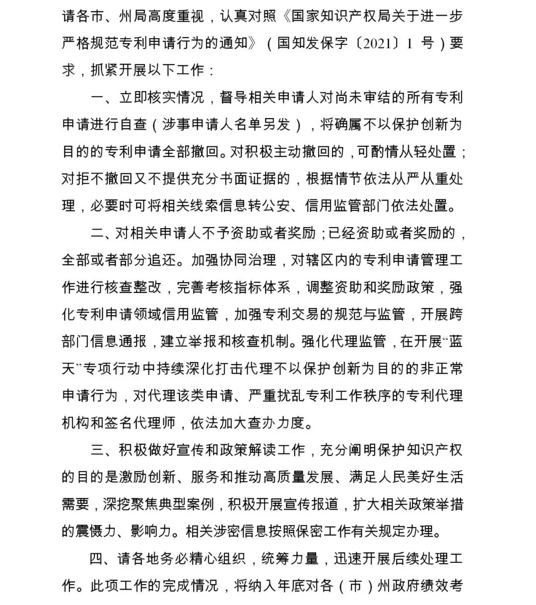 严查！不以保护创新为目的非正常专利申请将全部撤回