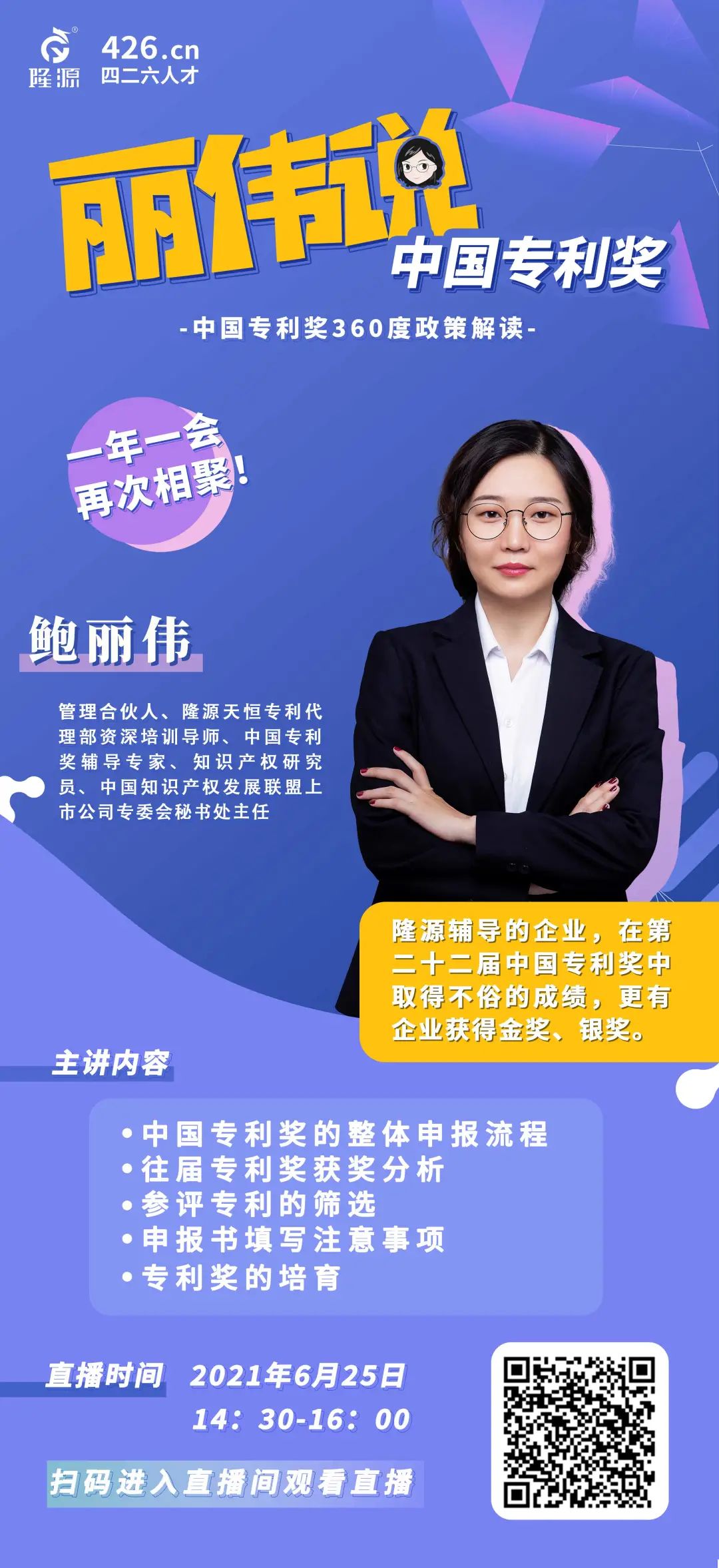 周五14:30直播！丽伟说专利奖-中国专利奖360度政策解读