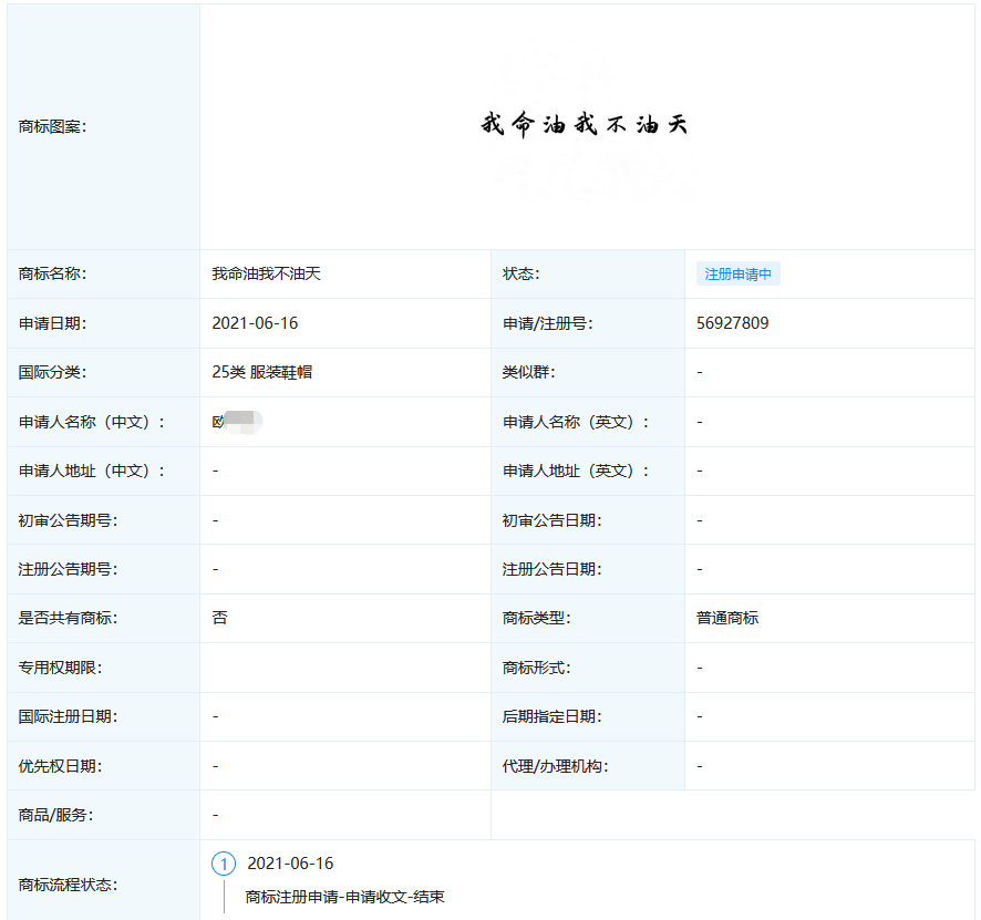 “我命油我不油天”商标被抢注！此前拟注册为公司名被驳回