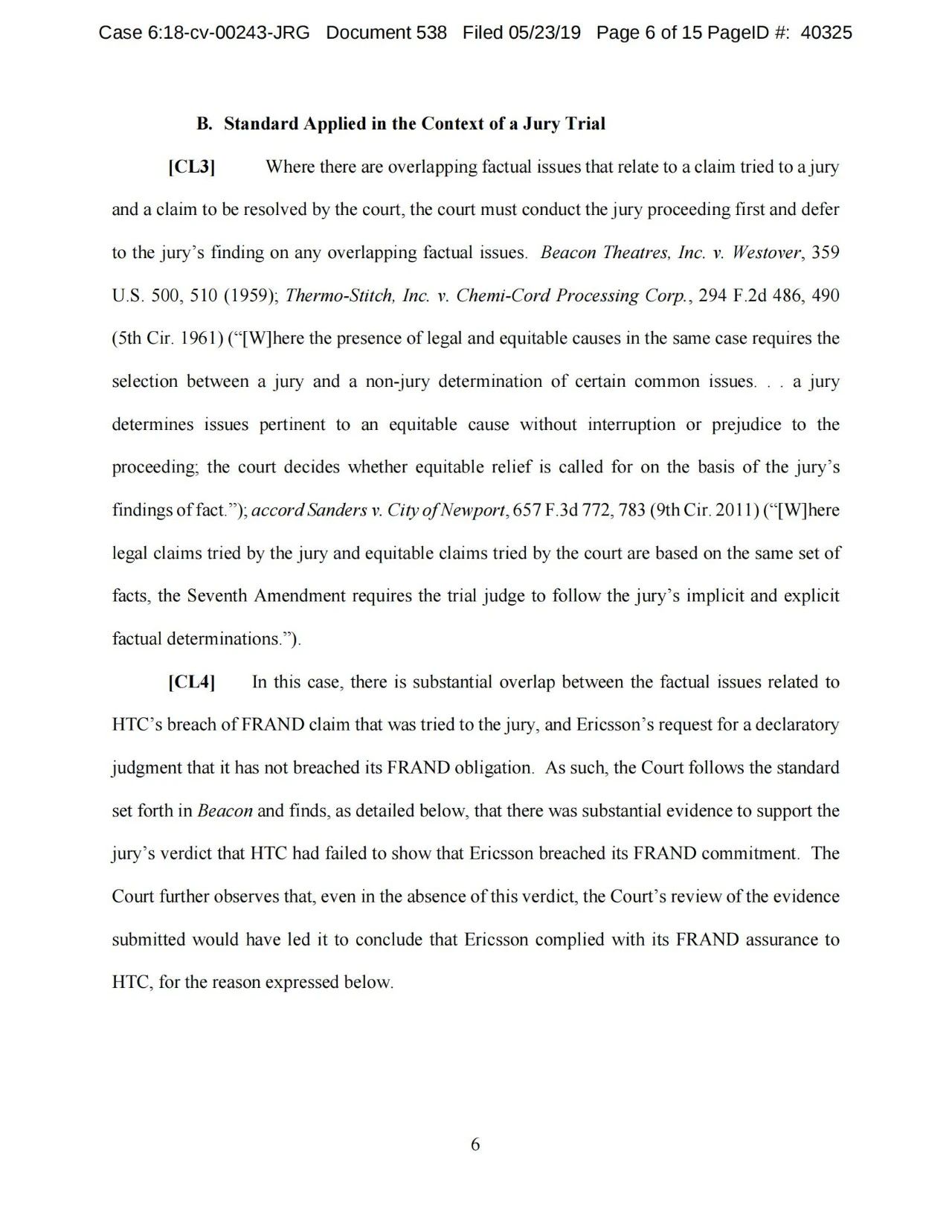 美国第五巡回上诉法院二审判决认定爱立信符合FRAND承诺