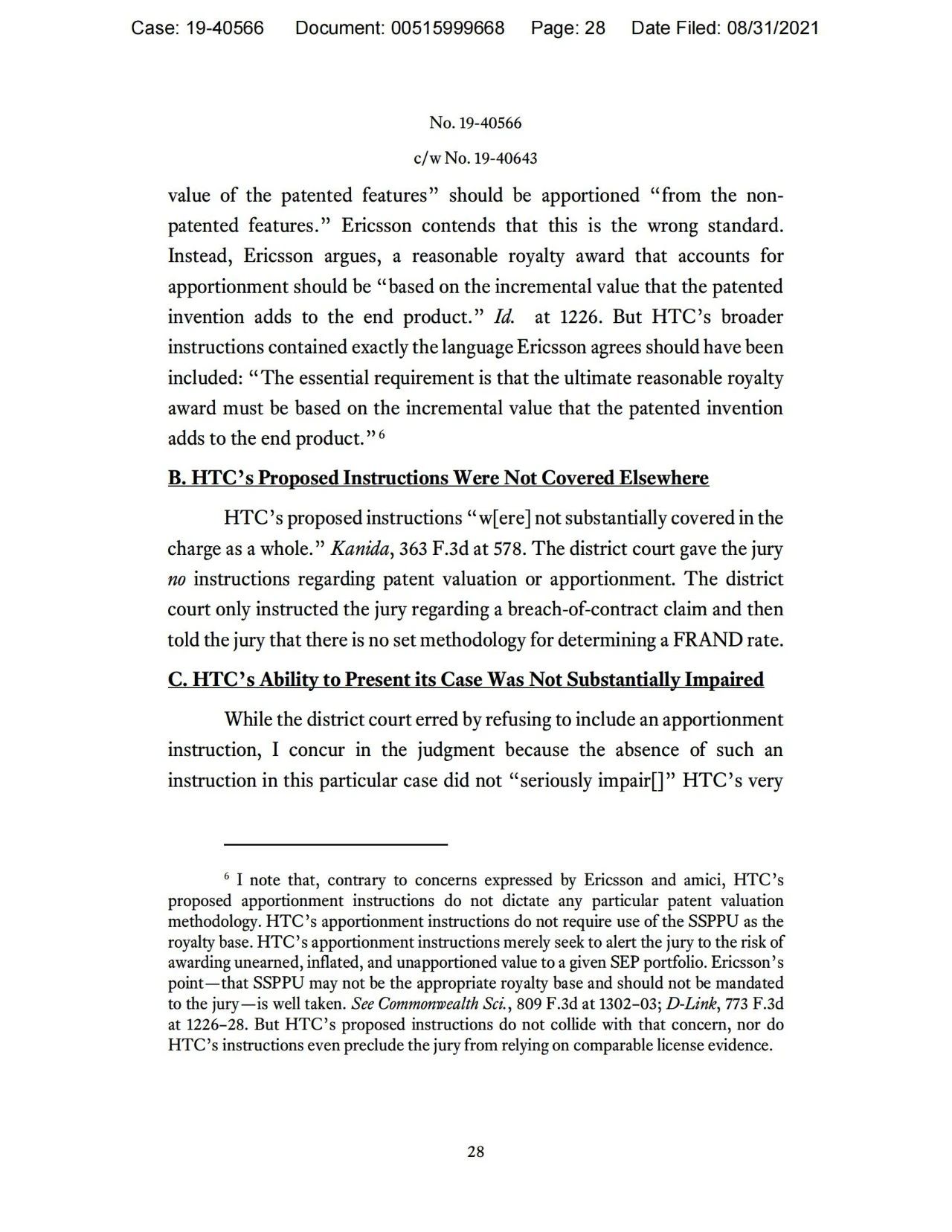 美国第五巡回上诉法院二审判决认定爱立信符合FRAND承诺