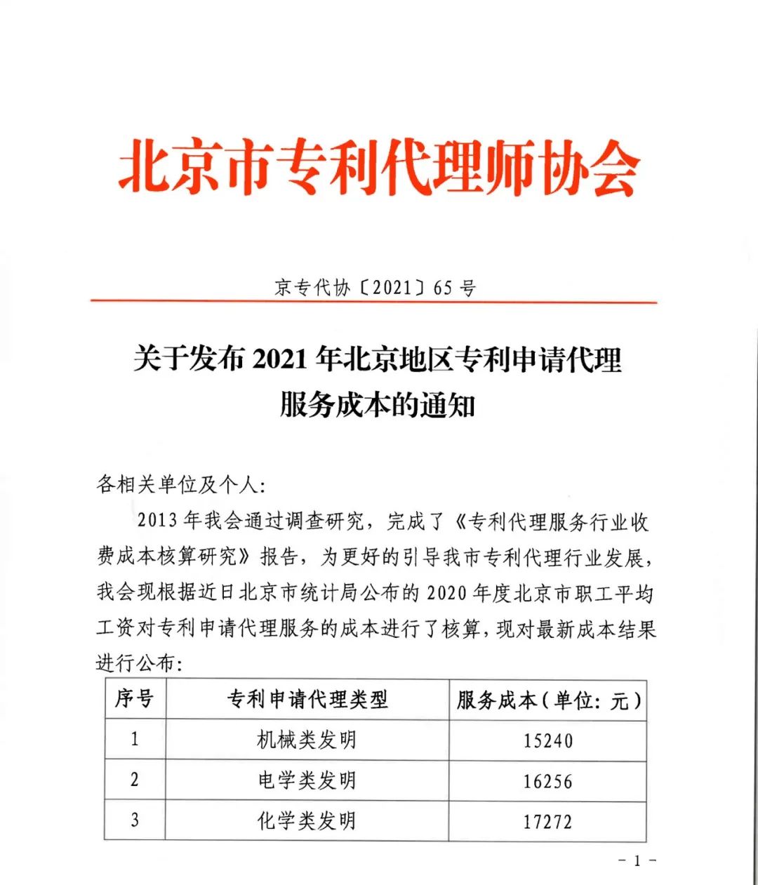 2021年北京地区专利申请代理服务成本公布：发明专利1.5w+，实用新型8k+！