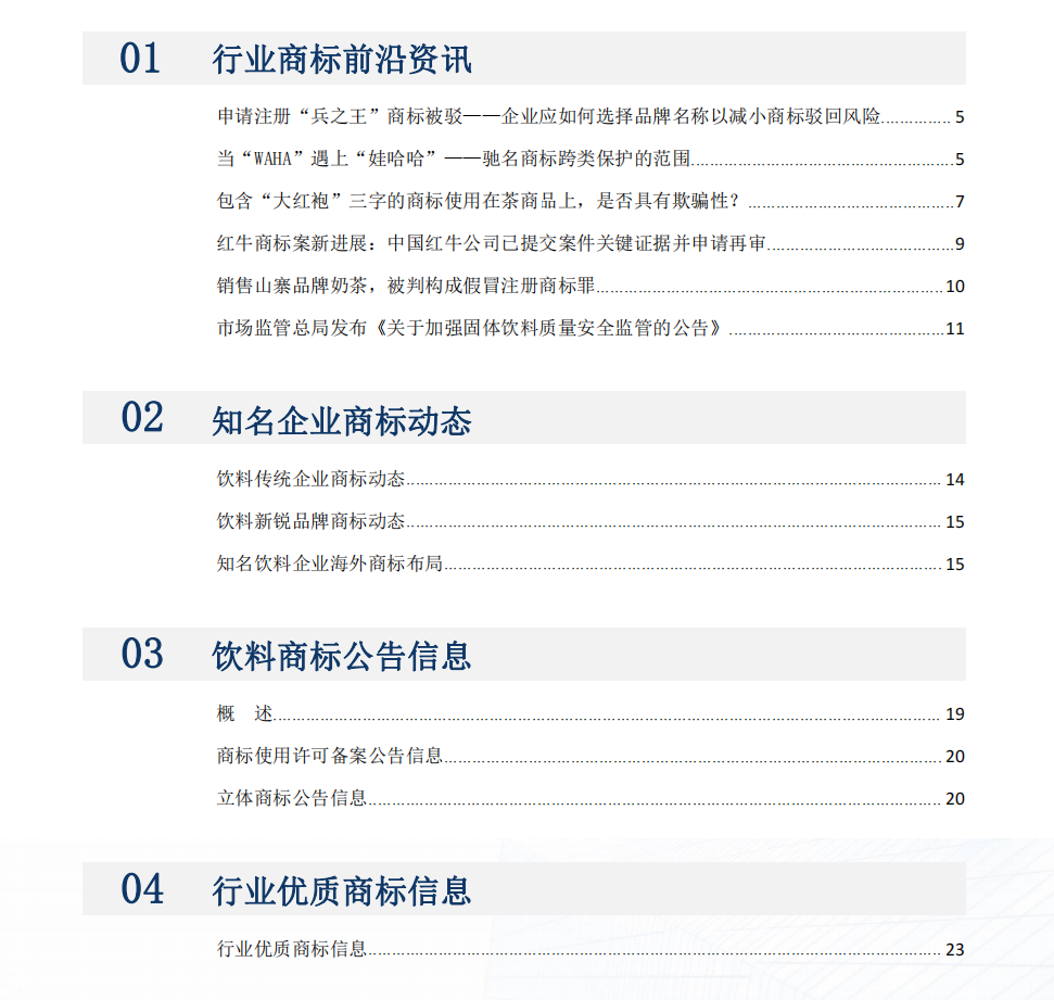 报告获取 | 饮料行业商标品牌月刊（2022年第2期，总第2期）