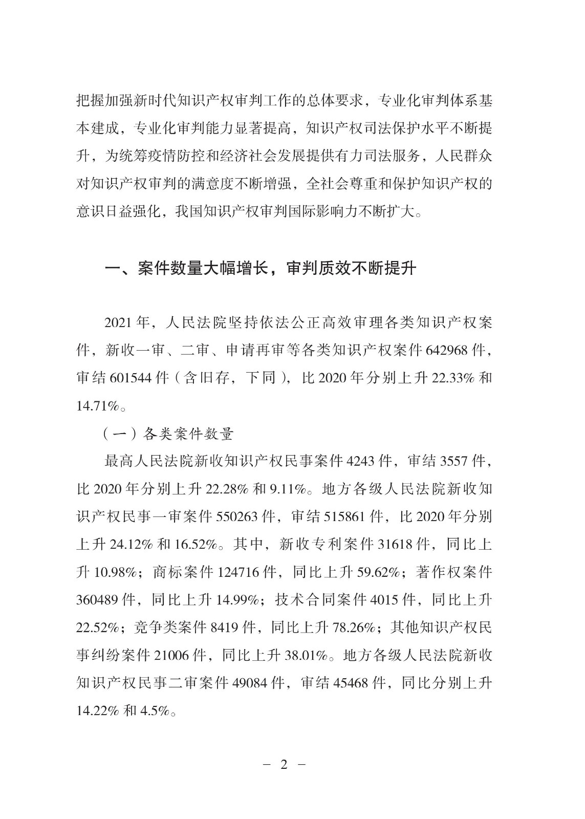 中国法院知识产权司法保护状况（2021年）全文发布！
