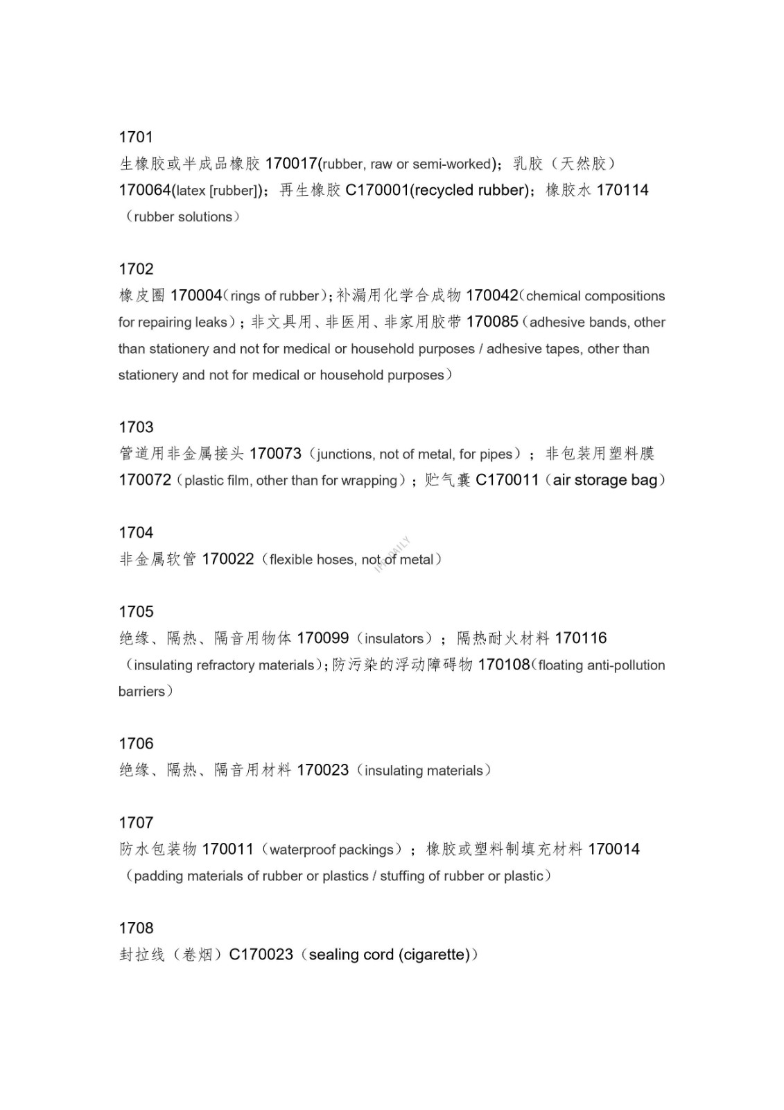 《类似商品和服务区分表》的重点项目及其英文翻译