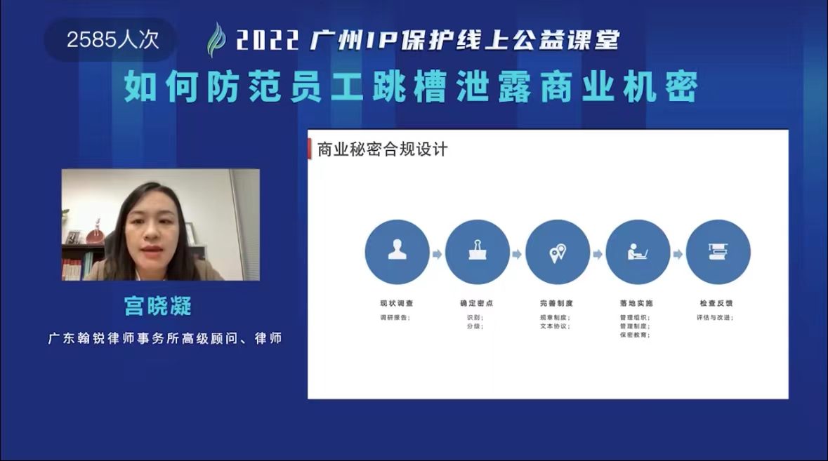 2022“广州IP保护”线上公益课堂——“如何防范员工跳槽泄露商业秘密?”培训成功举办！
