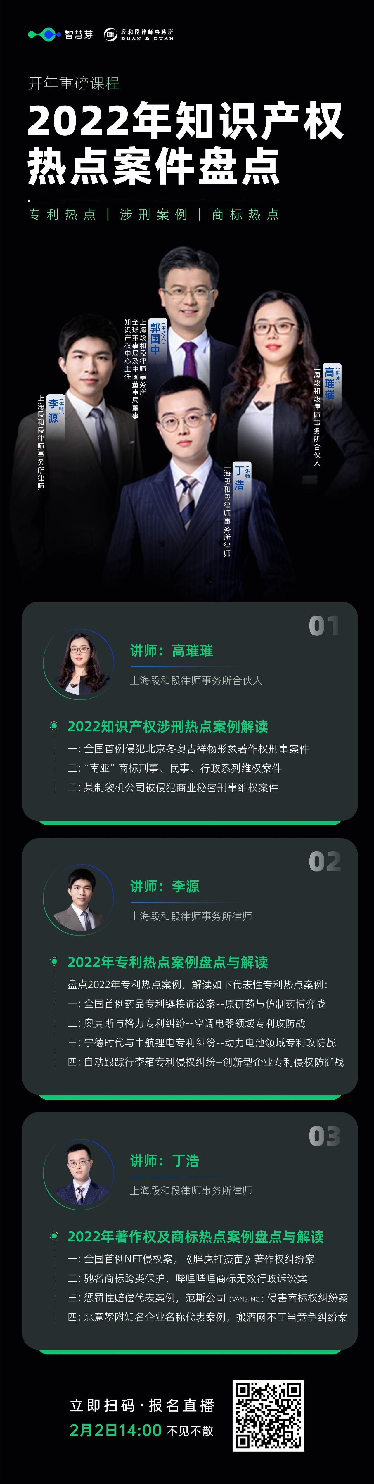 开年重磅课程！一起来看2022年知产热点案件盘点