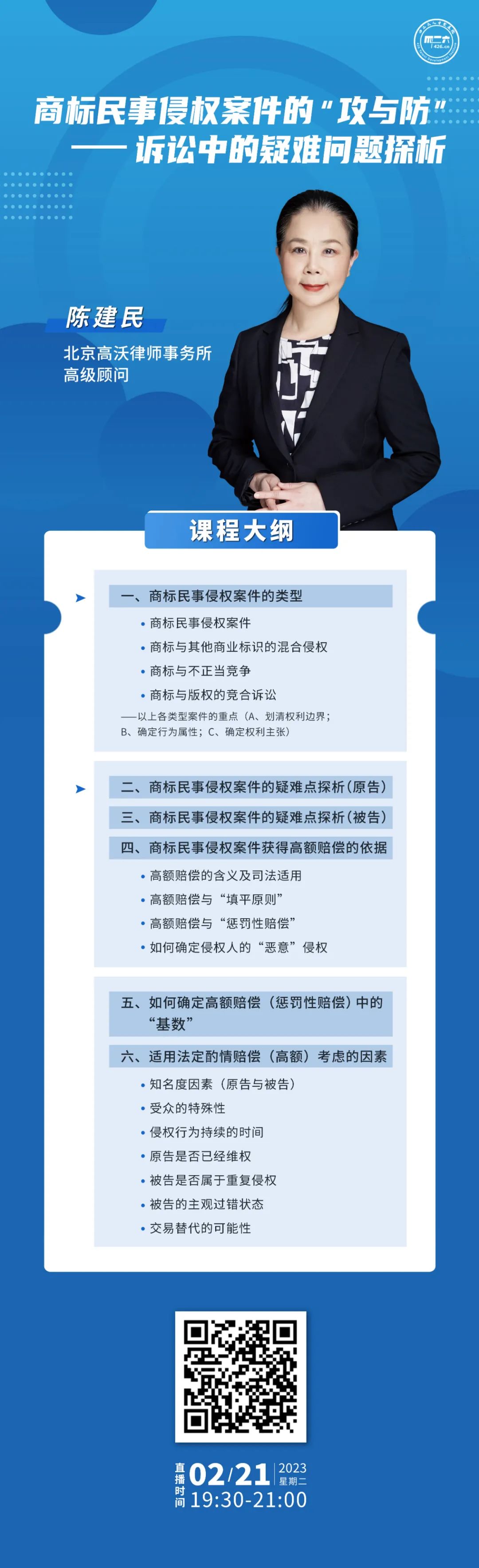 今晚19:30直播！商标民事侵权案件的“攻与防”——诉讼中的疑难问题探析