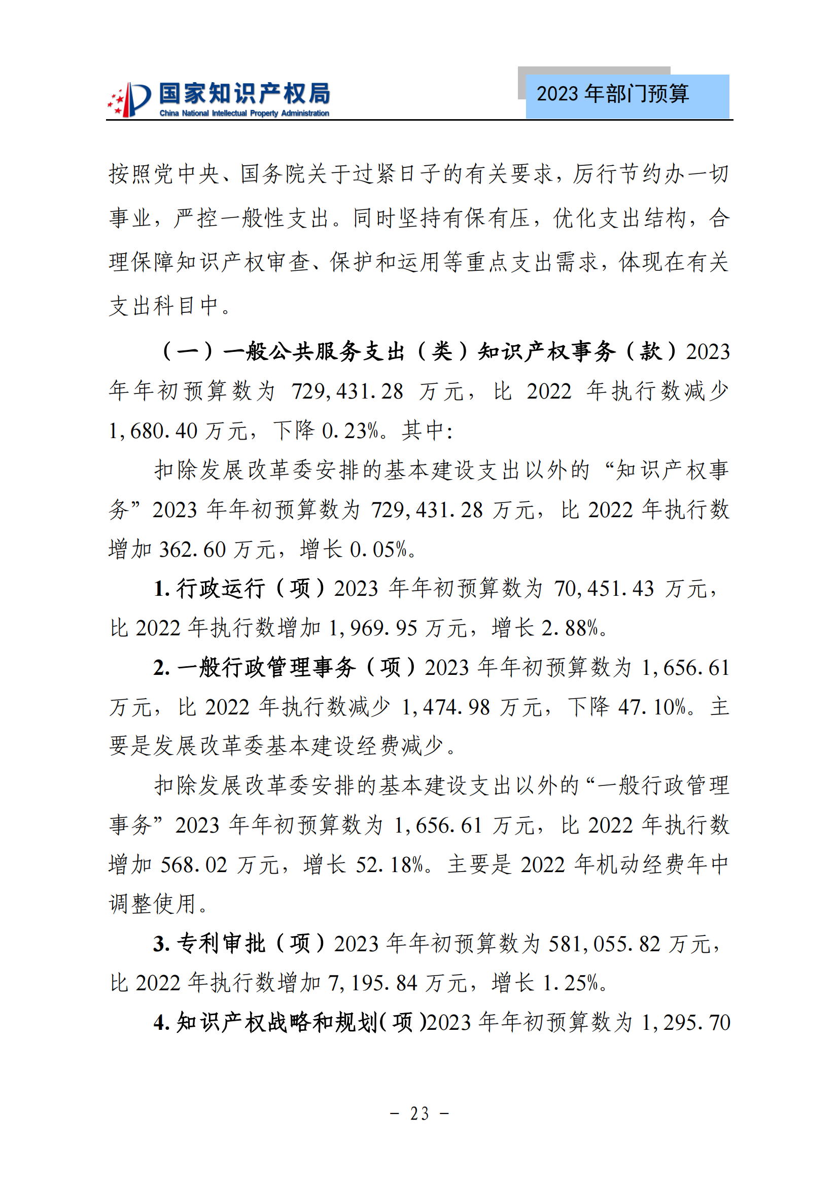 国知局2023年部门预算：专利审查费502735.77万元，商标委托审查费52131.10万元！