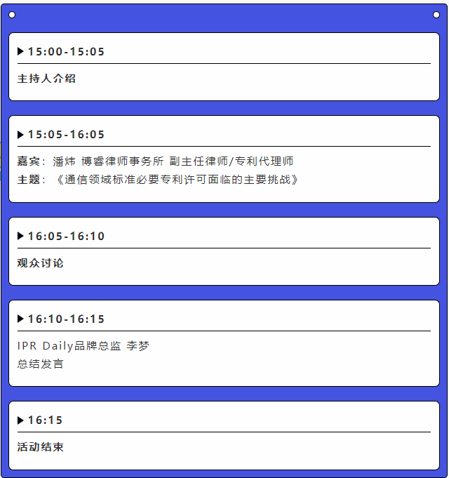 今日下午15:00！通信领域标准必要专利许可面临的主要挑战