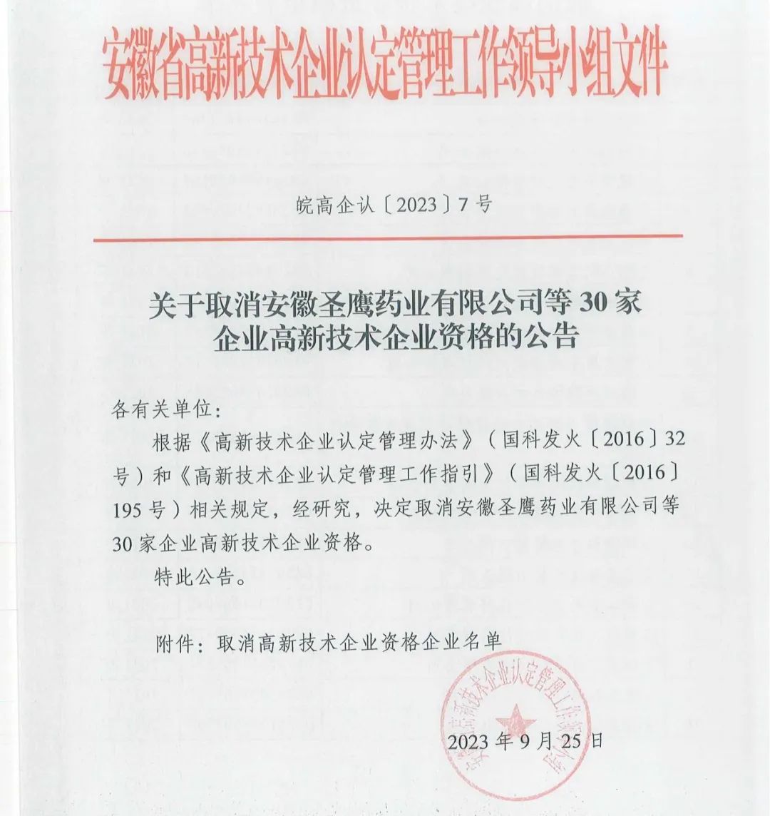 66家企业被取消高新技术企业资格，追缴32家企业已享受的税收优惠及财政奖补！