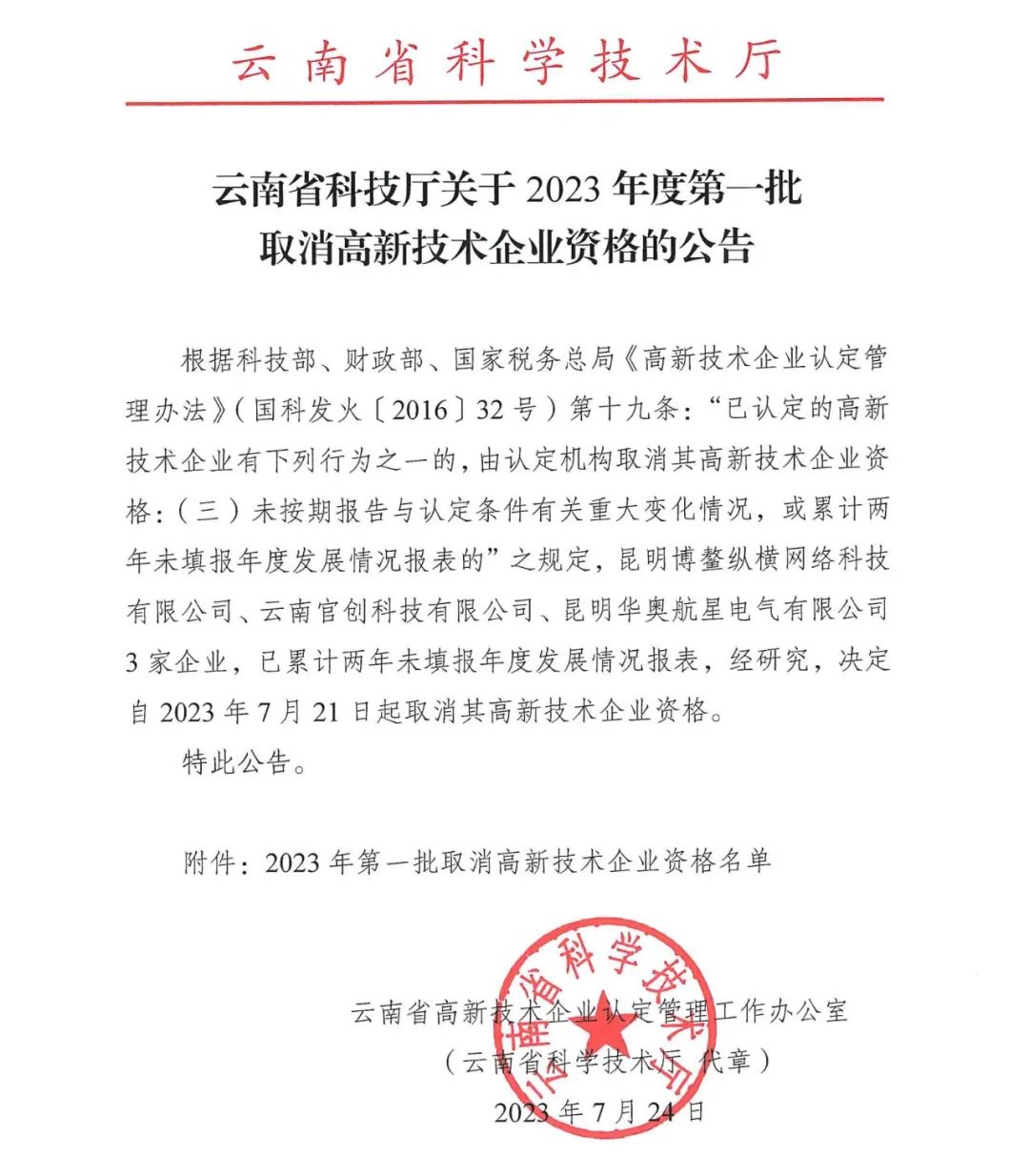 294家企业因研发费用/高新收入/科技人员占比不达标等被取消高新技术企业资格，追缴44家企业已享受的税收优惠及财政奖补！