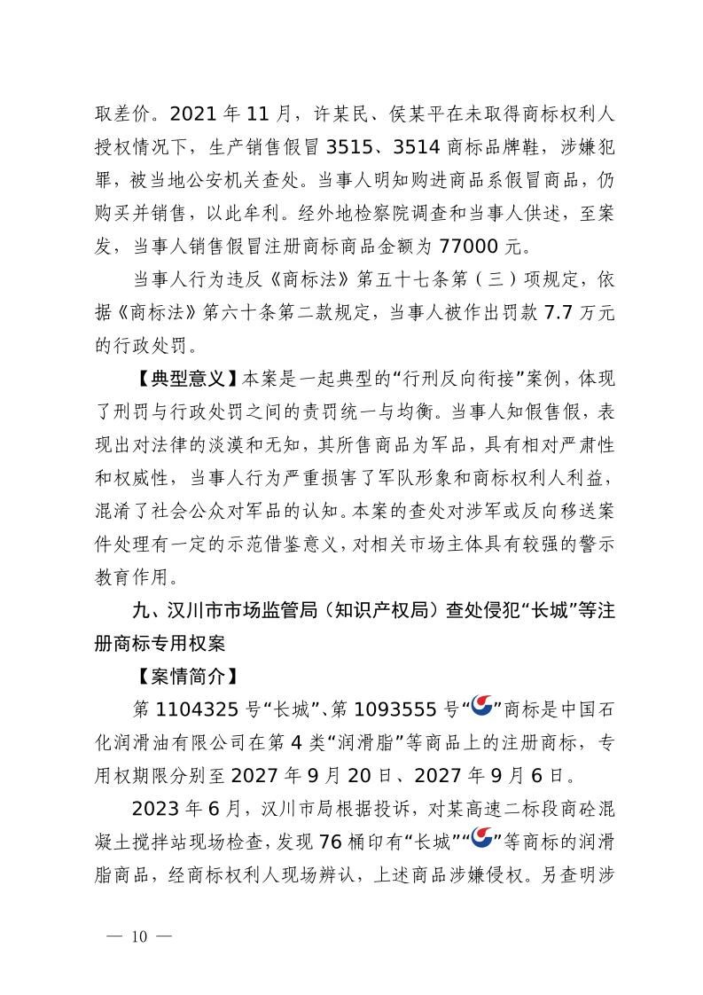 湖北省2023年度知识产权（商标）行政保护十大典型案例发布！