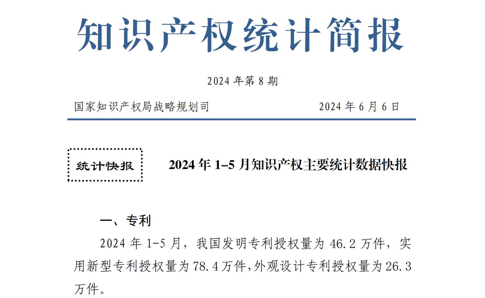 2024年1-5月专利、商标、地理标志等知识产权主要统计数据 | 附数据详情