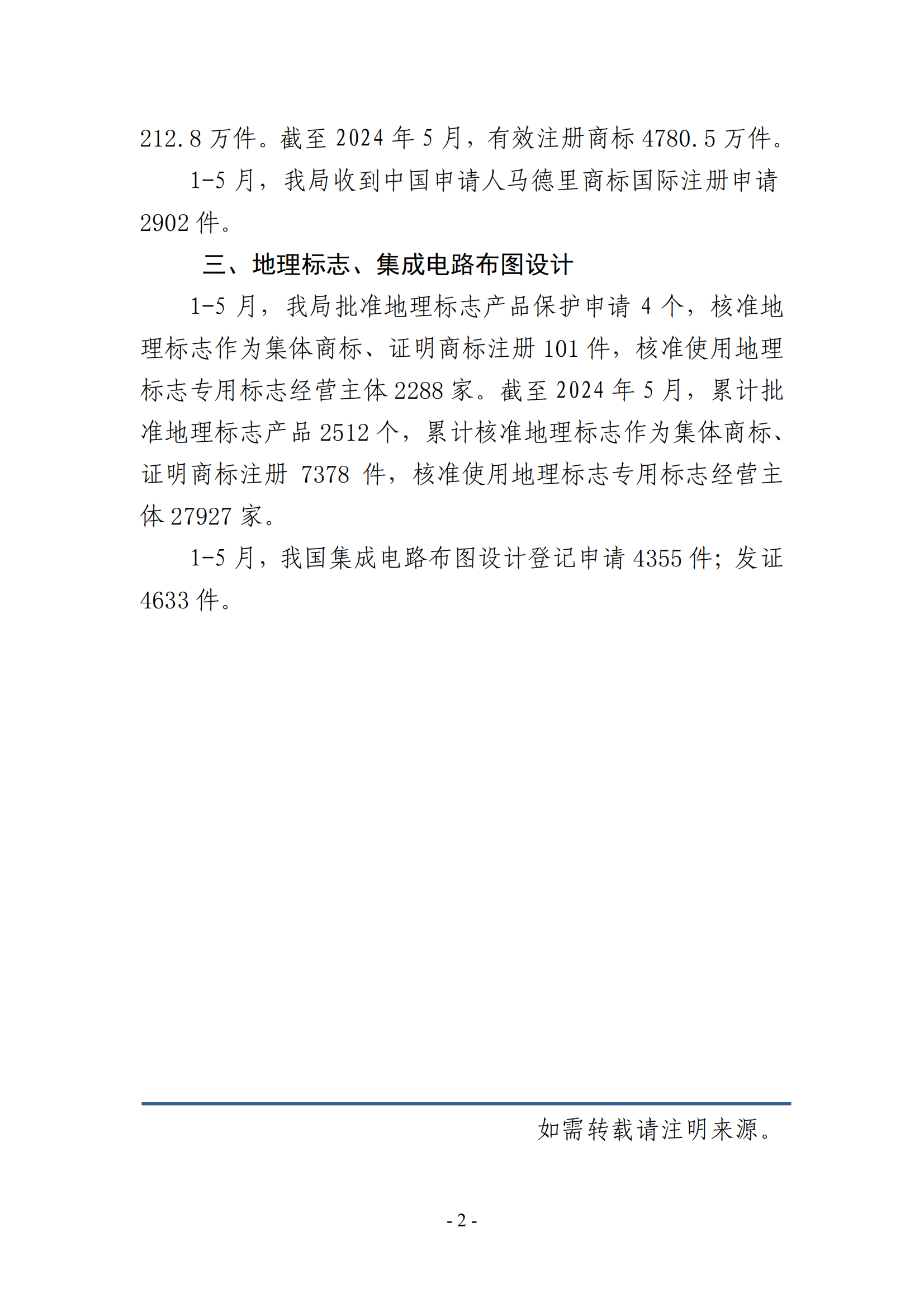 2024年1-5月专利、商标、地理标志等知识产权主要统计数据 | 附数据详情