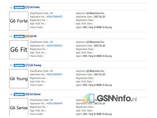 LG G6将有多个版本 这些商标已被注册